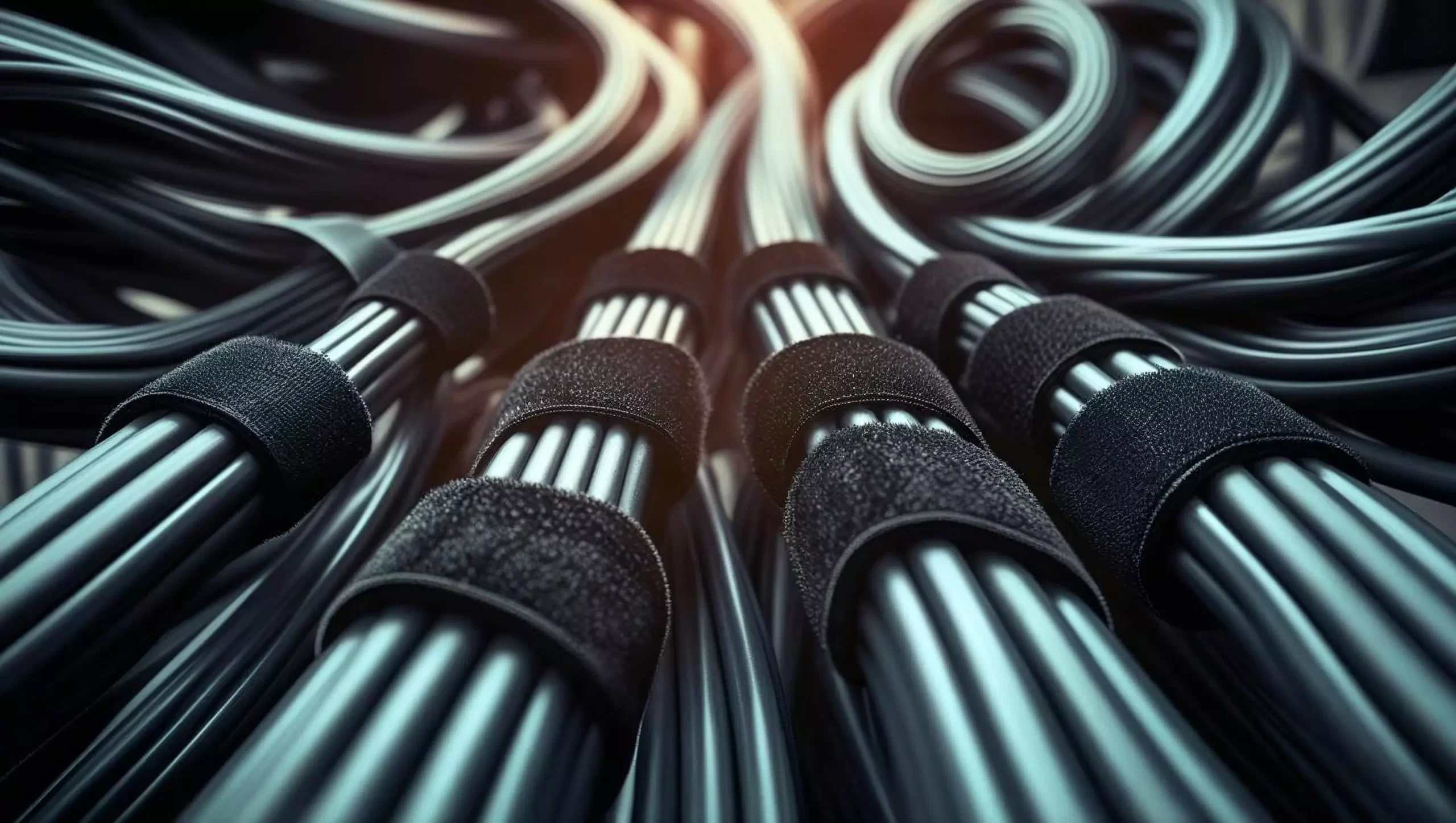 Structured Cabling tied together with Velcro wraps Structured Cabling tied together with Velcro wraps