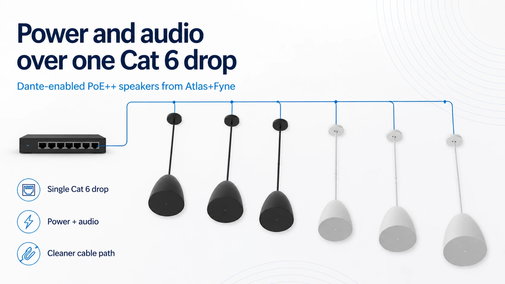 Power and audio over one Cat 6 drop